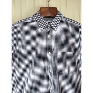 Charles Tyrwhitt Shirt Mens Large Blue Gingham Classic Fit Non Iron Button Down